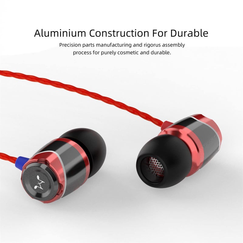 SoundMAGIC E10C Wired Earbuds with Microphone HiFi Stereo Earphones Noise Isolating in Ear Headphones Powerful Bass Tangle Free Cord Black Red - Image 5